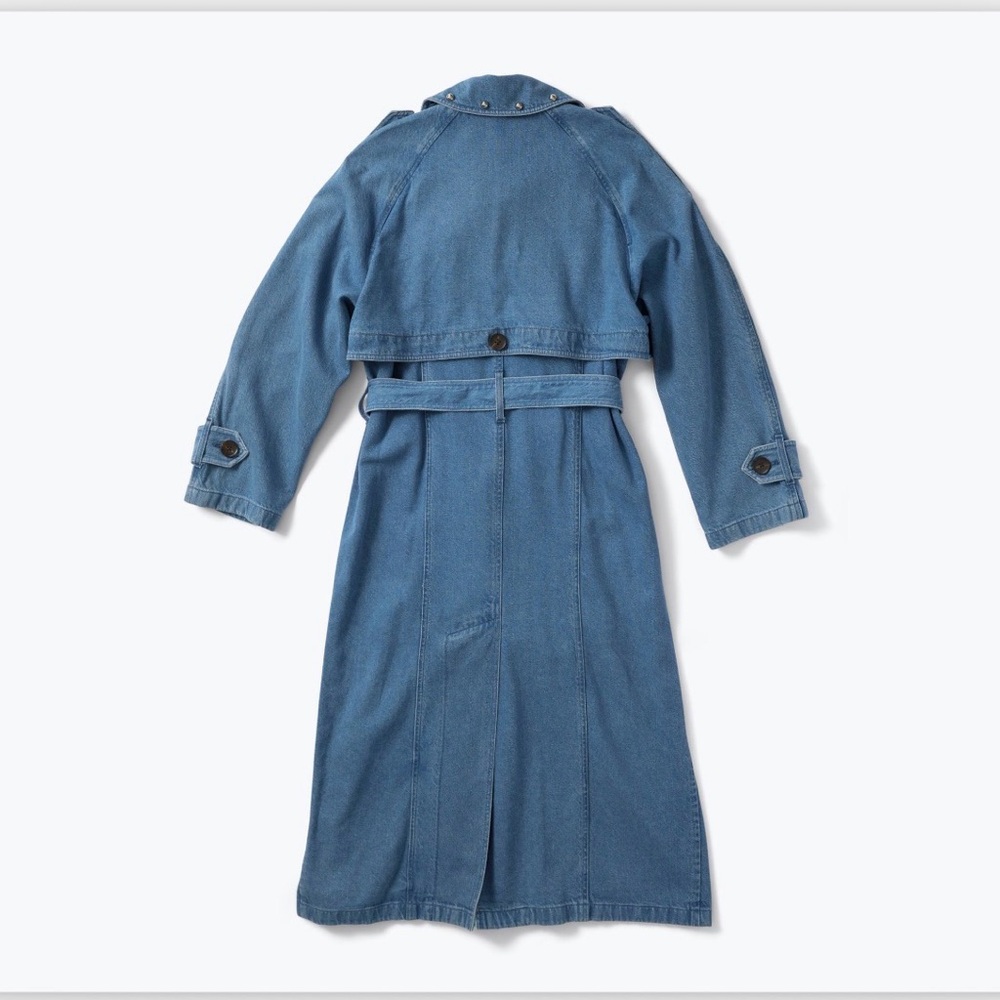 Freda Salvador Long Denim Trench NWT S Oversized Statement Coat - Picture 7 of 8